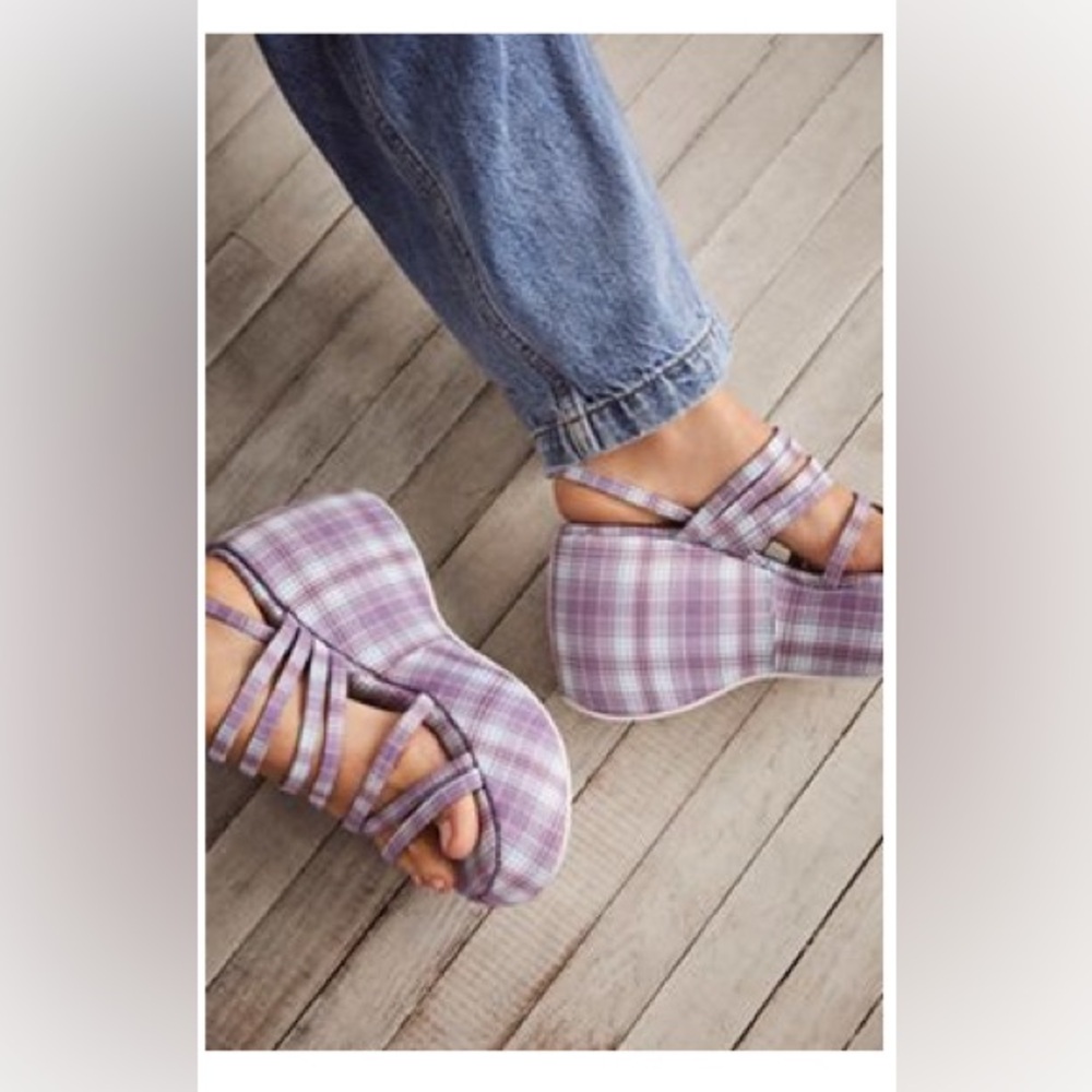 Jeffrey Campbell Purple Plaid Platform Sandals